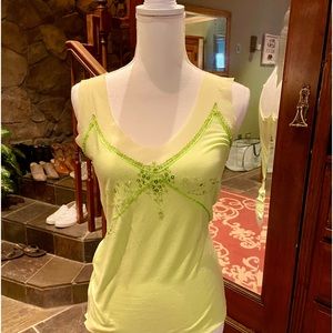 Charlotte Tarantola Mesh/embroidery/jersey lime green top size L